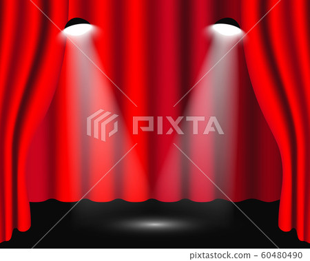 Podium with realistic red curtain Podium with realistic red curtain 60480490