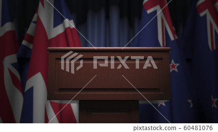Many flags of New Zealand and the United Kingdom, 3D rendering Many flags of New Zealand and the United Kingdom, 3D rendering 60481076