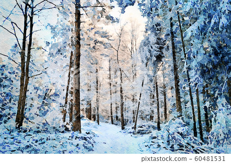 Snowy way in the forest Snowy way in the forest 60481531