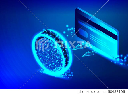 bank card and coin. withdrawal of money. Money, 60482106