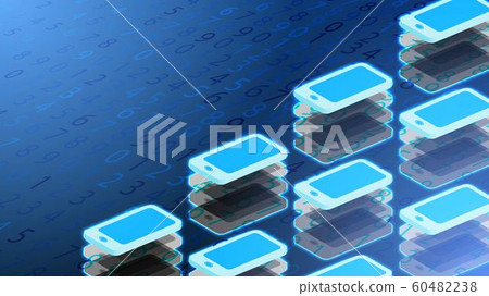 Isometric smartphone. data storage, binary code. Isometric smartphone. data storage, binary code. 60482238