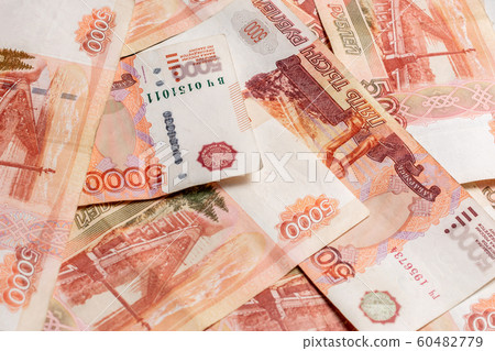 The texture of the largest Russian banknotes 5000 rubles. 60482779