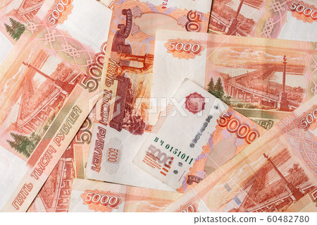 The texture of the largest Russian banknotes 5000 rubles. 60482780