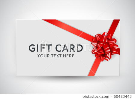 Gift Card Template With Bow And Ribbon Vector Stock Illustration 60483443 Pixta