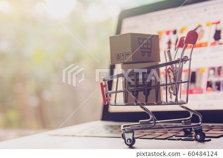 Shopping online concept - Parcel or Paper cartons 60484124