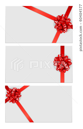 Gift Card Template with Bow and Ribbon Collection - Stock Illustration ...