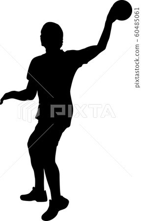 handball girl player with a ball in attack handball girl player with a ball in attack 60485061