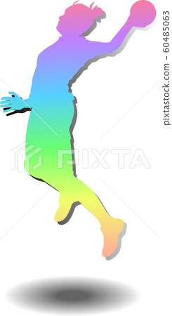 handball woman player jumping with a ball handball woman player jumping with a ball 60485063