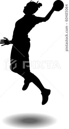 handball woman player jumping with a ball handball woman player jumping with a ball 60485064