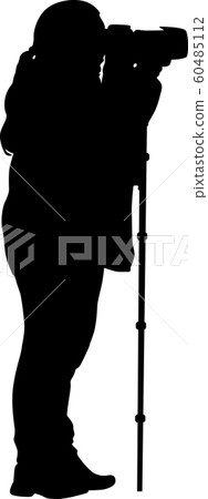 photographer with monopod silhouette photographer with monopod silhouette 60485112
