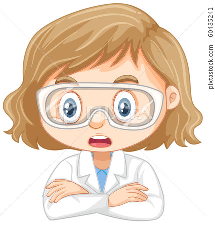Girl wearing goggles on white background 60485241