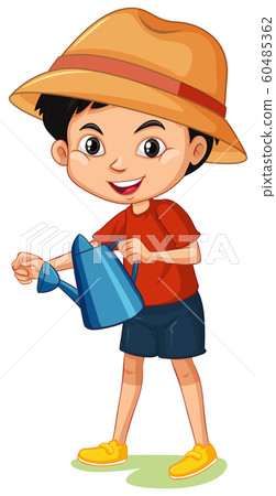 One happy boy with watering can 60485362