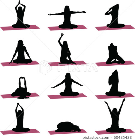 yoga exercise silhouette yoga exercise silhouette 60485428