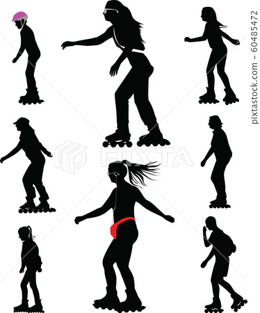 rollerskating silhouette vector 60485472