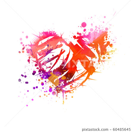 Grunge watercolor heart Grunge watercolor heart 60485645