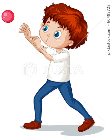 Boy playing ball on white background - Stock Illustration [60485728 ...