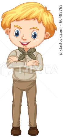 Boy in safari outfit on white background 60485765