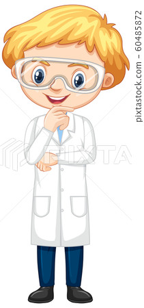 Boy in science gown on white background Boy in science gown on white background 60485872