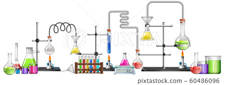 Science equipments on white background 60486096