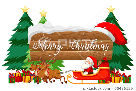 Christmas theme with Santa on sleigh 60486139