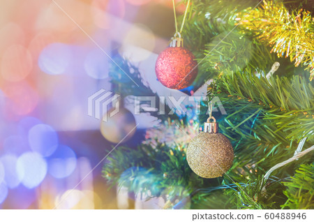 christmas tree decorations in home before christmas for background christmas tree decorations in home before christmas for background 60488946