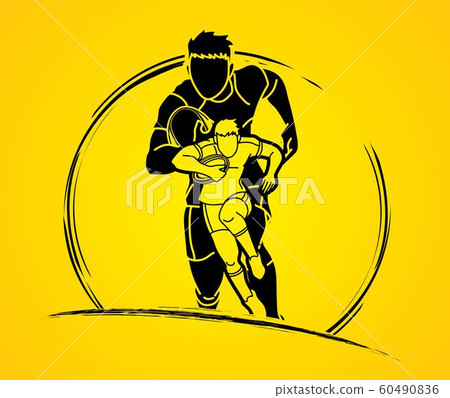 Rugby players action cartoon sport graphic vector. Rugby players action cartoon sport graphic vector. 60490836