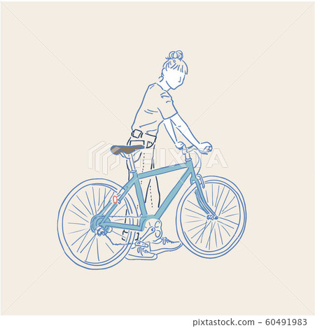 Woman riding a road bike 60491983