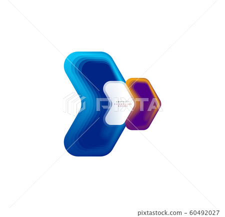 Vector arrow geometric banner created with blend color shapes effects. Trendy simple button, icon or business branding logo template, minimal style. Illustration For Wallpaper, Banner, Background 60492027