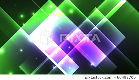 Neon geometric abstract background in hipster style on light background. Space retro design. Color geometric pattern. Square shape abstract background. Neon geometric abstract background in hipster style on light background. Space retro design. Color geometric pattern. Square shape abstract background. 60492700