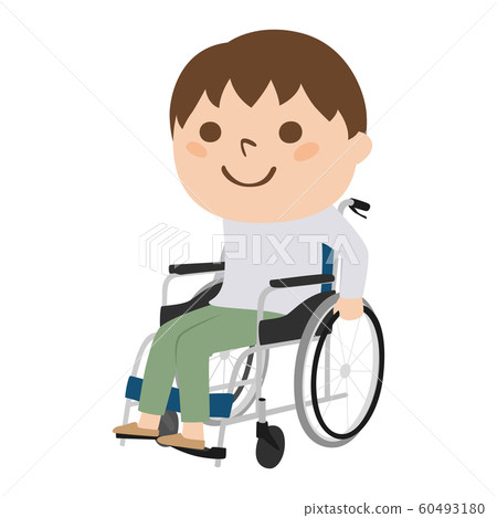 Illustration of a man on a wheelchair. A man moving in a wheelchair. Illustration of a man on a wheelchair. A man moving in a wheelchair. 60493180