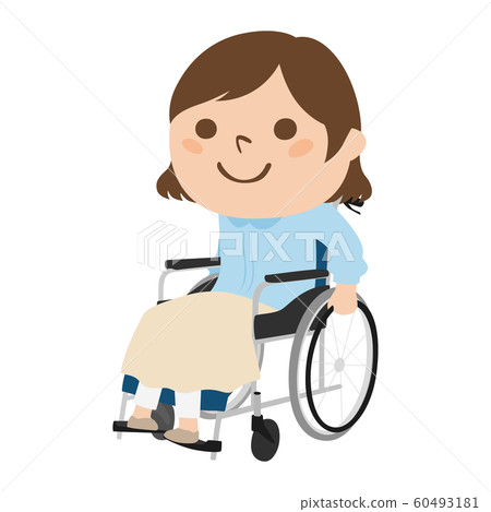 Illustration of a woman on a wheelchair. A woman moving in a wheelchair. Illustration of a woman on a wheelchair. A woman moving in a wheelchair. 60493181