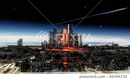 Futuristic city against the atmospheric starry sky Futuristic city against the atmospheric starry sky 60494230