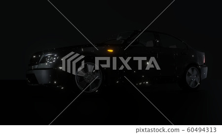 Black Brandless Car on Dark Background. 3D illustration Black Brandless Car on Dark Background. 3D illustration 60494313