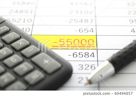 數字統計，計算器，書寫工具和赤字 60494857