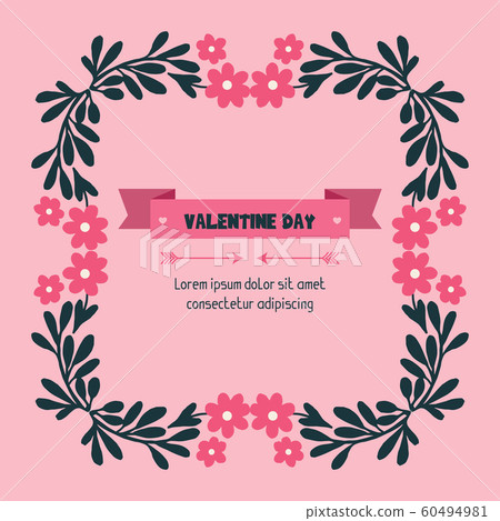 Text wallpaper of valentine day, with pink wreath frame beauty. Vector Text wallpaper of valentine day, with pink wreath frame beauty. Vector 60494981