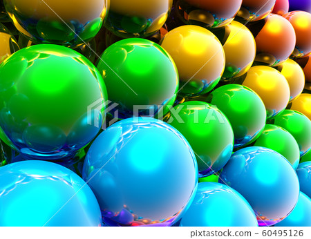 Abstract rainbow balls background or wallpaper with group of shiny colorful 3d objects 60495126