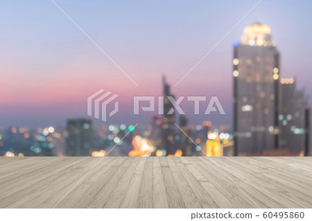 Wood floor terrace or wooden table with blur background rooftop perspective view city night light bokeh Wood floor terrace or wooden table with blur background rooftop perspective view city night light bokeh 60495860