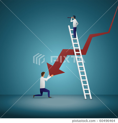 Businessman pushed by downward arrow vector Businessman pushed by downward arrow vector 60496464