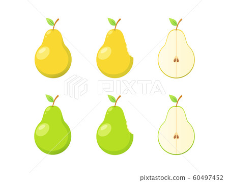 fresh green and yellow pear set. Isolated Vector - Stock Illustration ...