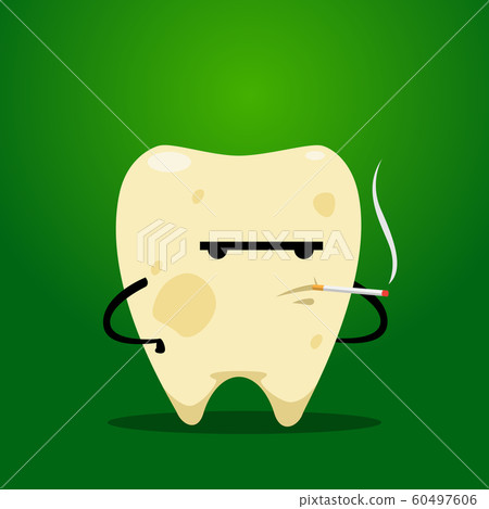 The yellow tooth is smoking. Isolated Vector The yellow tooth is smoking. Isolated Vector 60497606