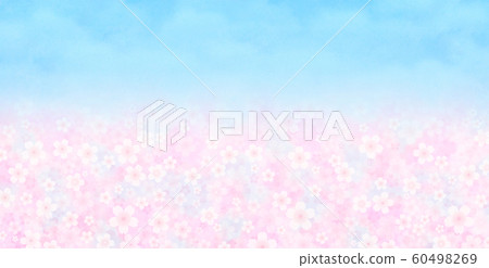 櫻花盛開藍天櫻花暴風雪染井吉野櫻 60498269