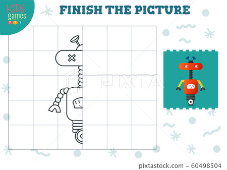 Copy picture vector illustration. Complete and color game for preschool and school kids Copy picture vector illustration. Complete and color game for preschool and school kids 60498504