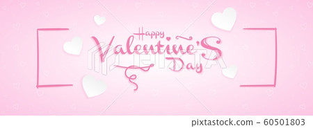Happy Valentine's day banner with hearts and lettering for web and printing. Pink vector illustration. 60501803