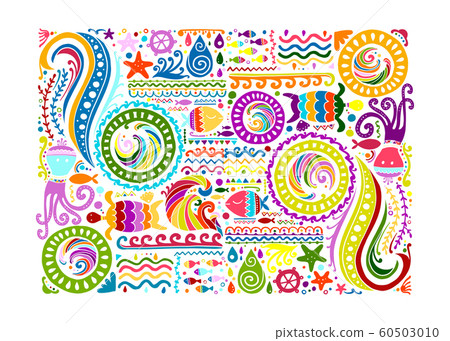 Polynesian style marine background, tribal ornament for your design 60503010