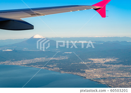 富士山富士箱根伊豆國家公園景觀相模灣湘南飛機翼 60503201