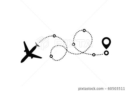 Airplane line path vector - Stock Illustration [60503511] - PIXTA