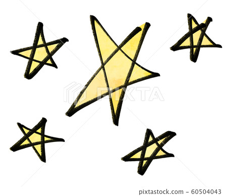 Hand-painted simple oil-based marker-like yellow star 60504043