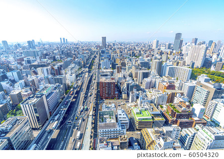 Osaka cityscape Awaza direction 60504320