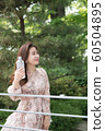 The look of a beautiful Korean woman, a park walk 60504895