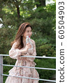 The look of a beautiful Korean woman, a park walk 60504903